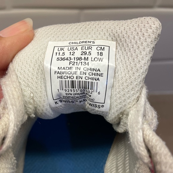 Girls K-Swiss Classic Sneakers with Sparkly Pink Stripes size 12 - Picture 9 of 10